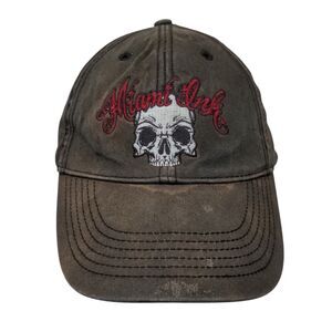 Miami Ink Snapback Hat Black OSFM Adjustable Embroidered Skull 6 Panel Cotton
